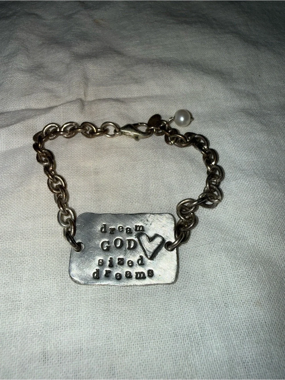 Silver 'Dream God Sized Dreams' Inspirational Bracelet
